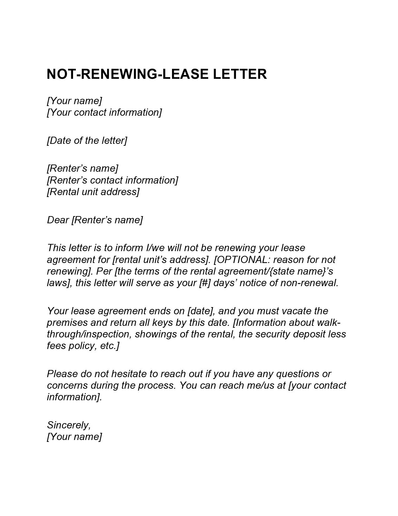 Free not renewing lease letter 16