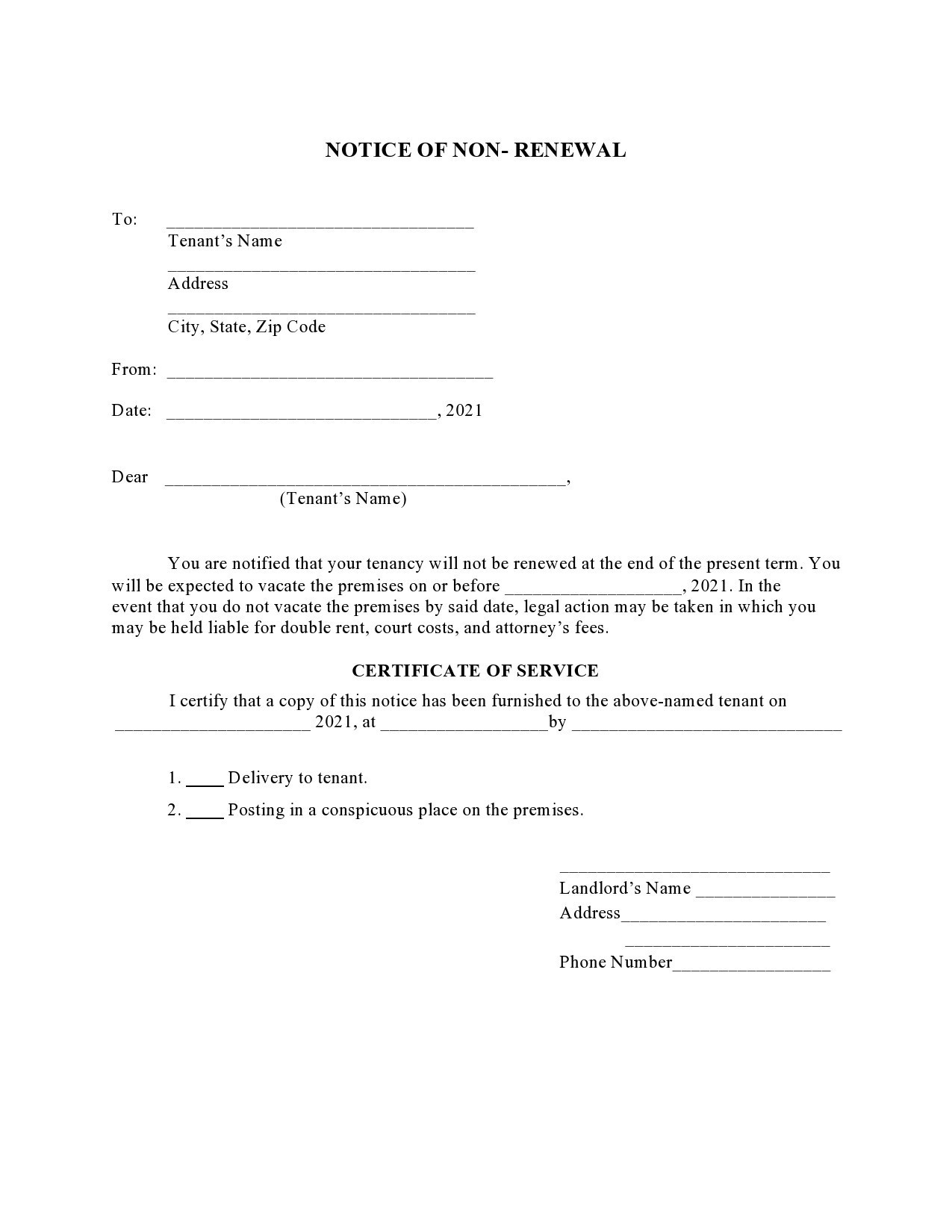 Free not renewing lease letter 18