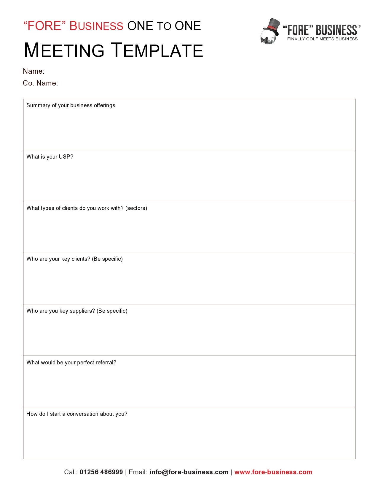 Free one to one meeting template 01