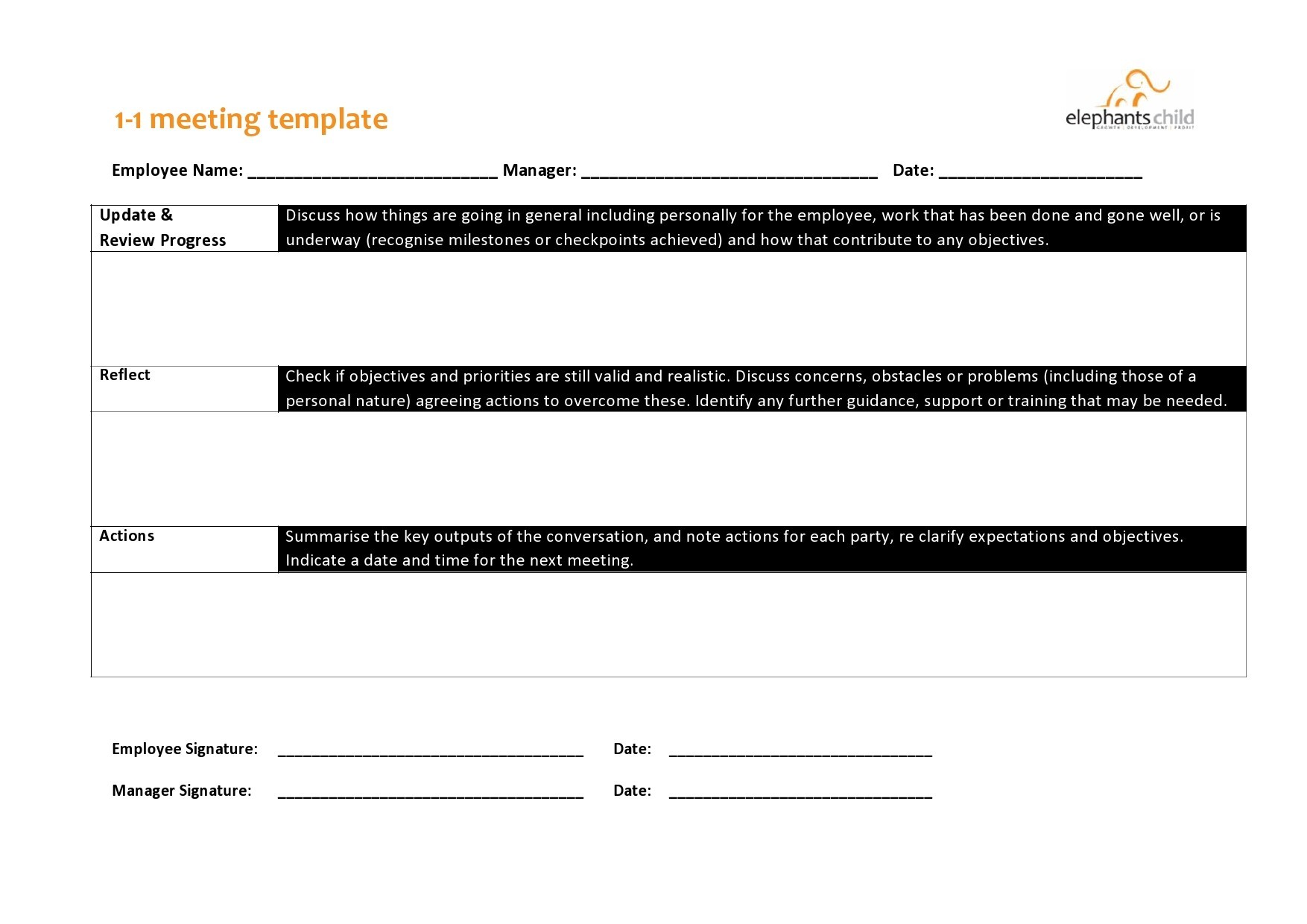 Free one to one meeting template 09
