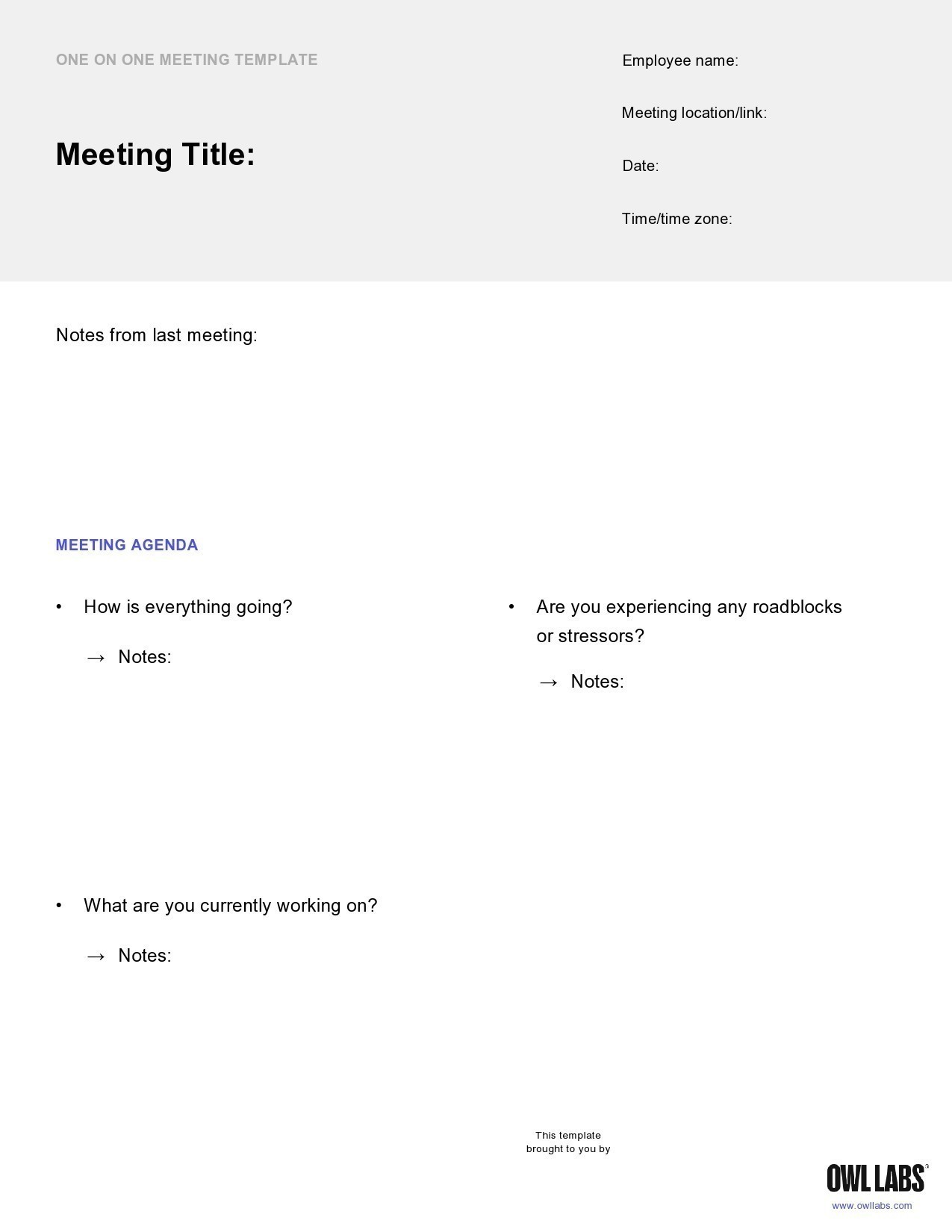 Free one to one meeting template 15