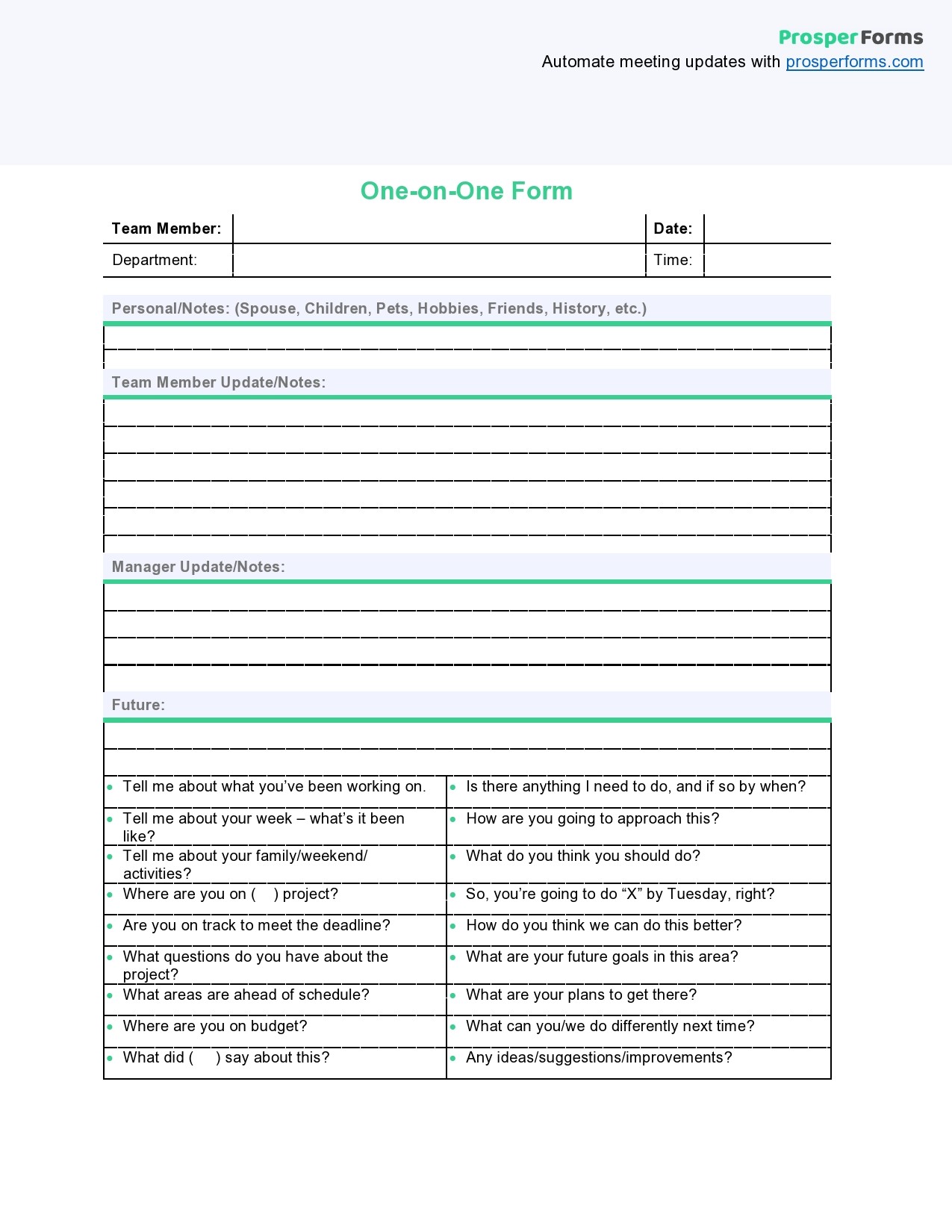 Free one to one meeting template 29