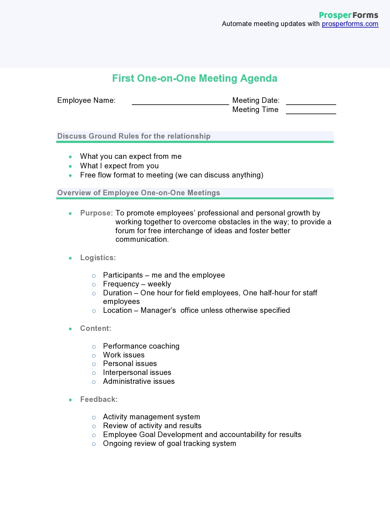 Free one to one meeting template 32