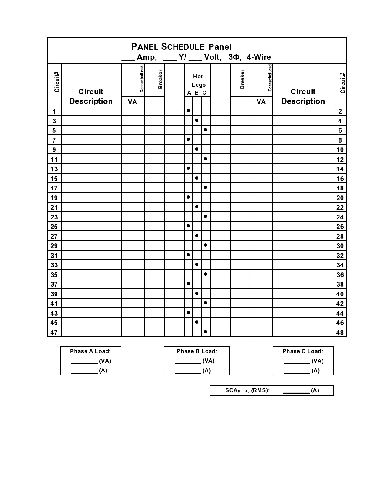 42 Circuit Panel Schedule Template
