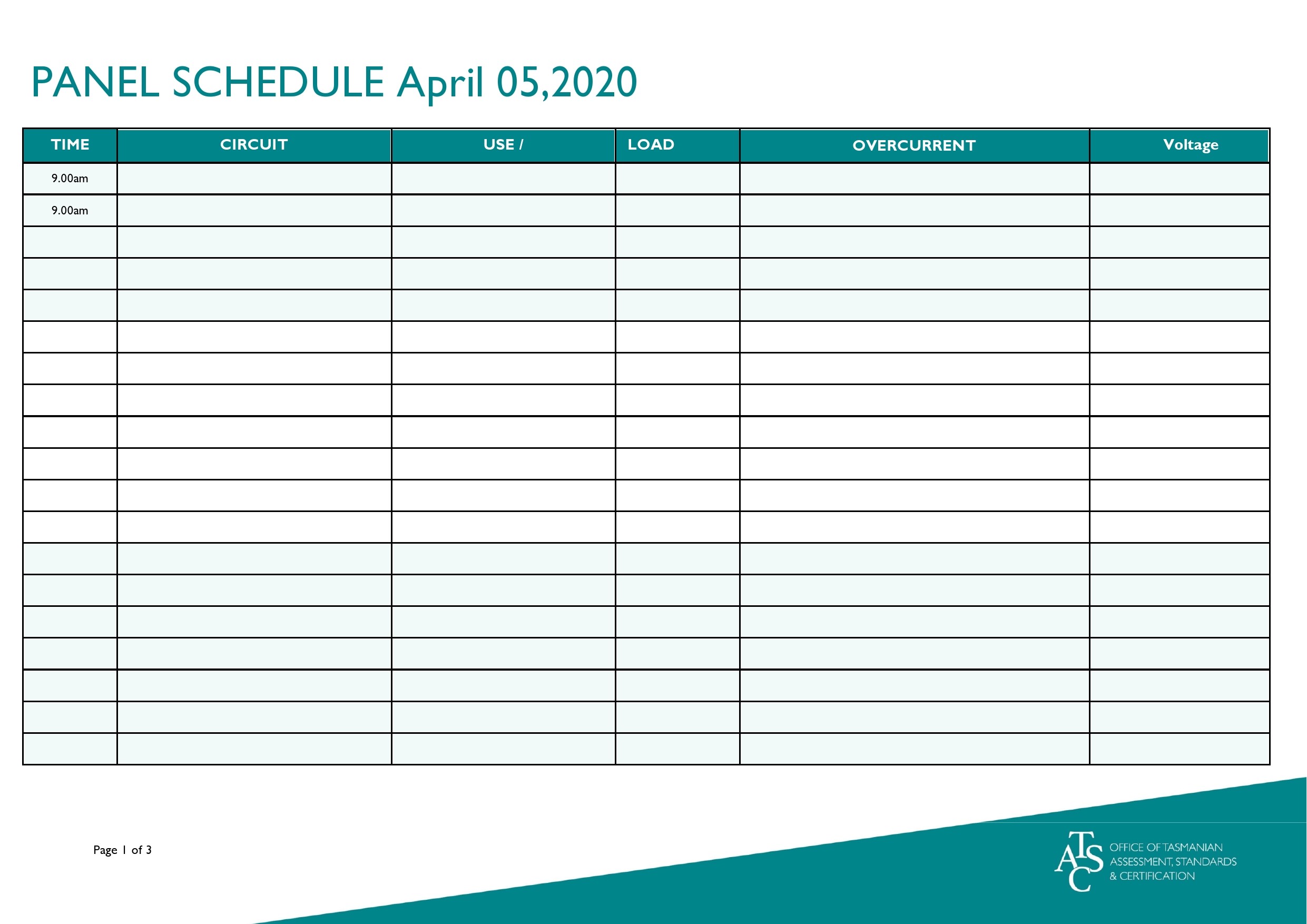 Free panel schedule template 24