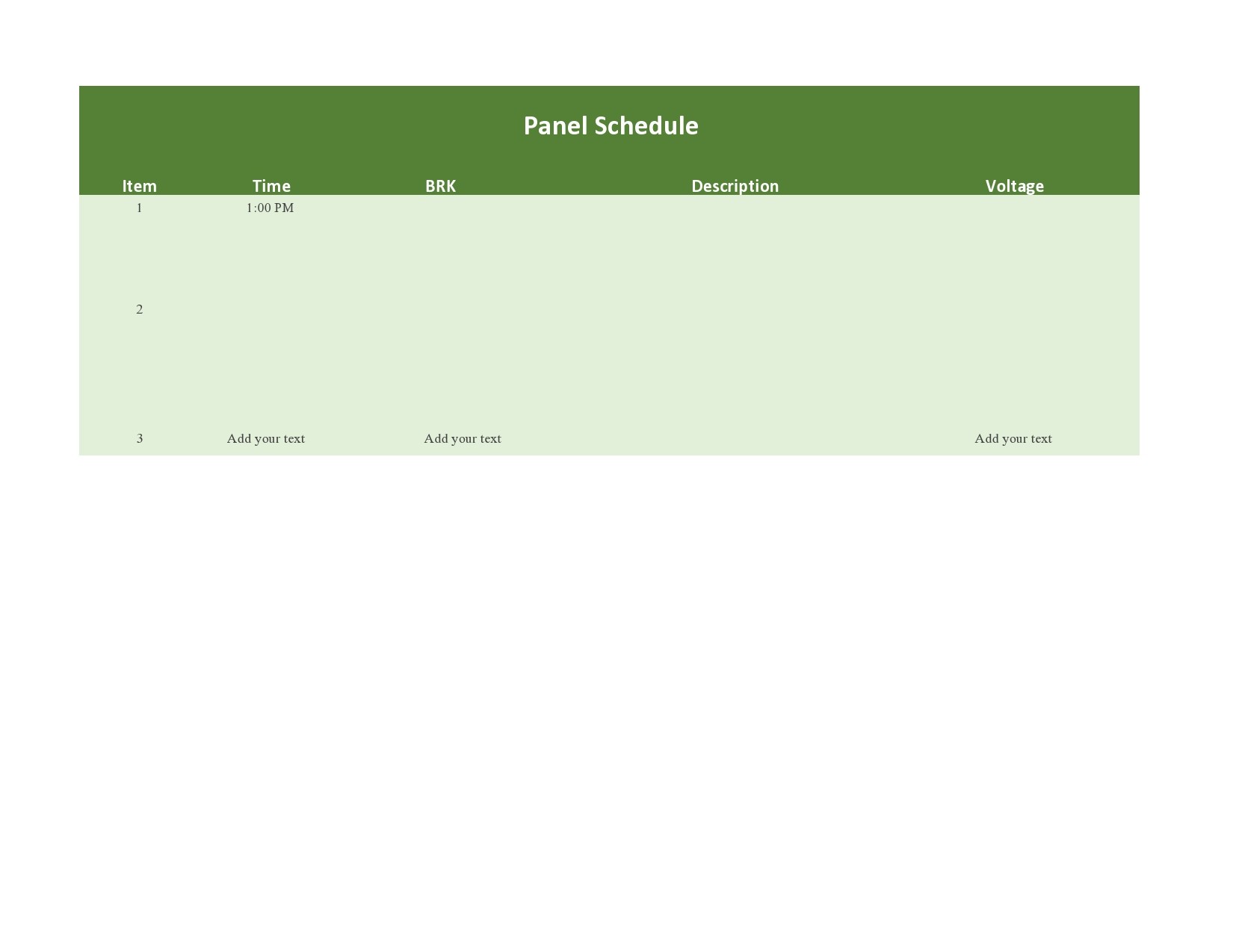 Free panel schedule template 28