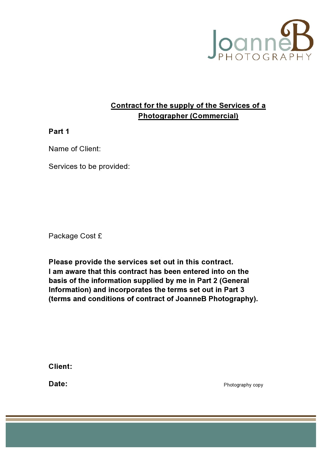 Free photography contract template 07