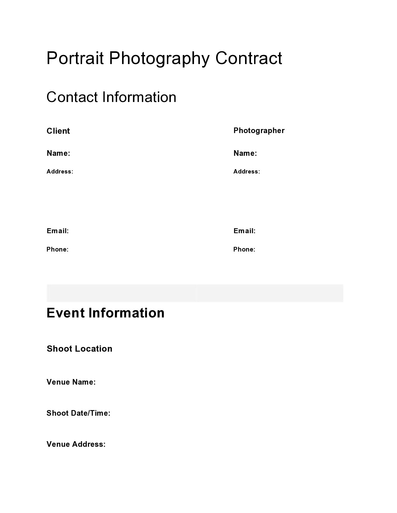 Free photography contract template 12