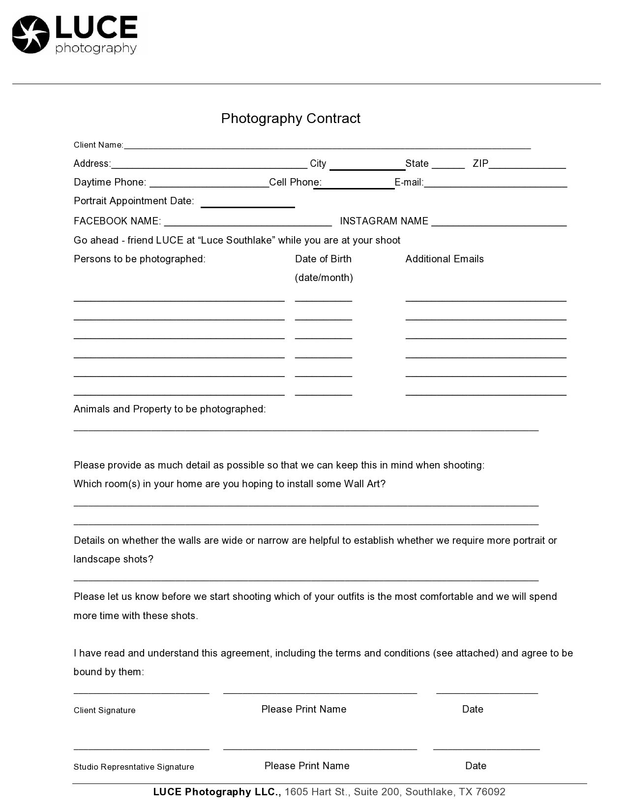 Free photography contract template 17