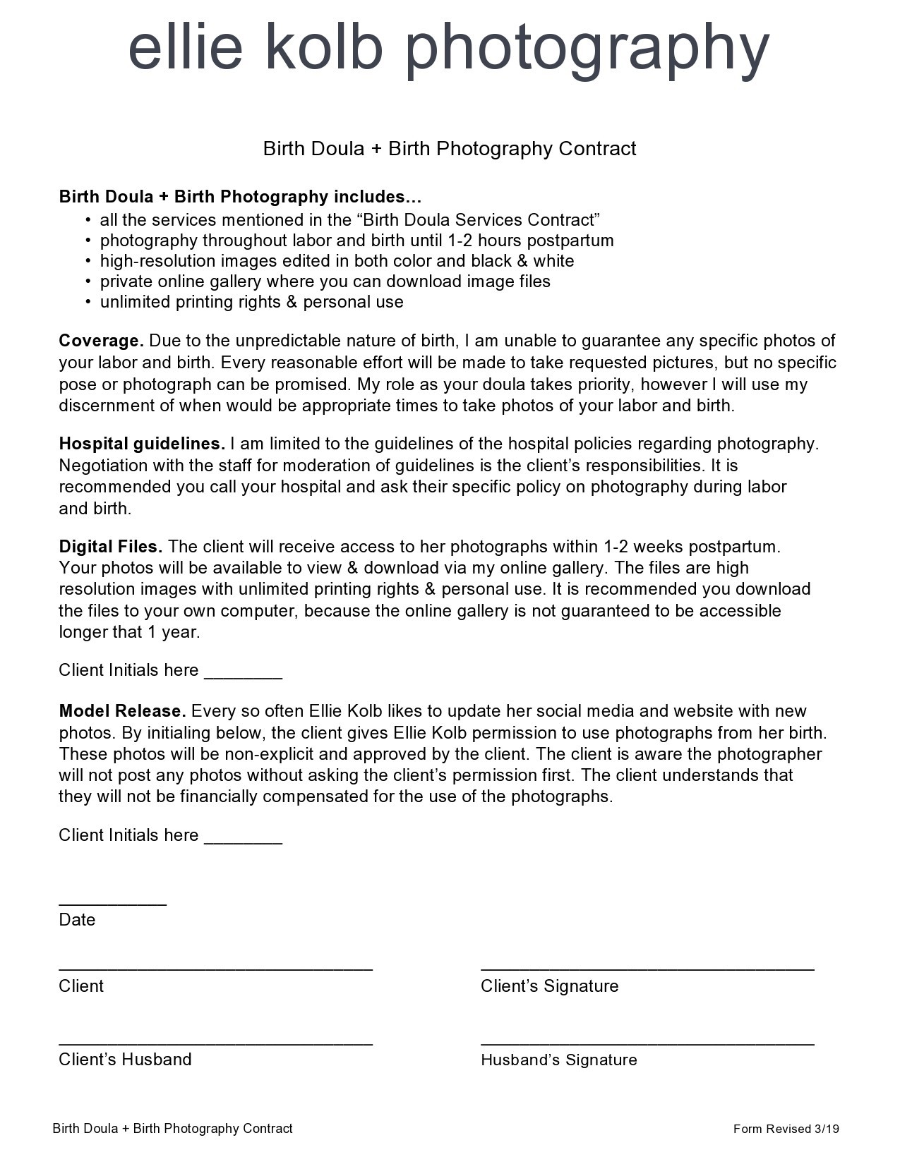 Free photography contract template 18
