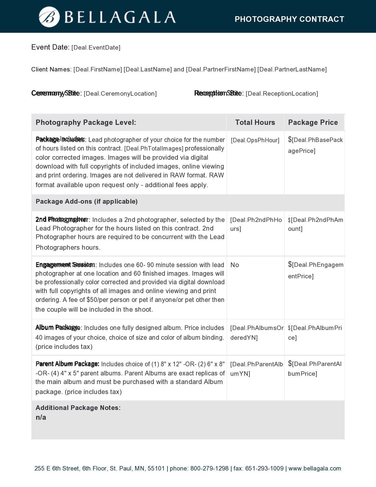 Free photography contract template 24