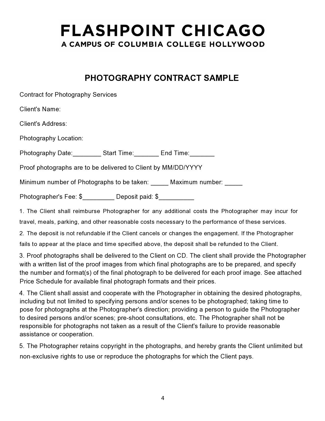 Free photography contract template 30
