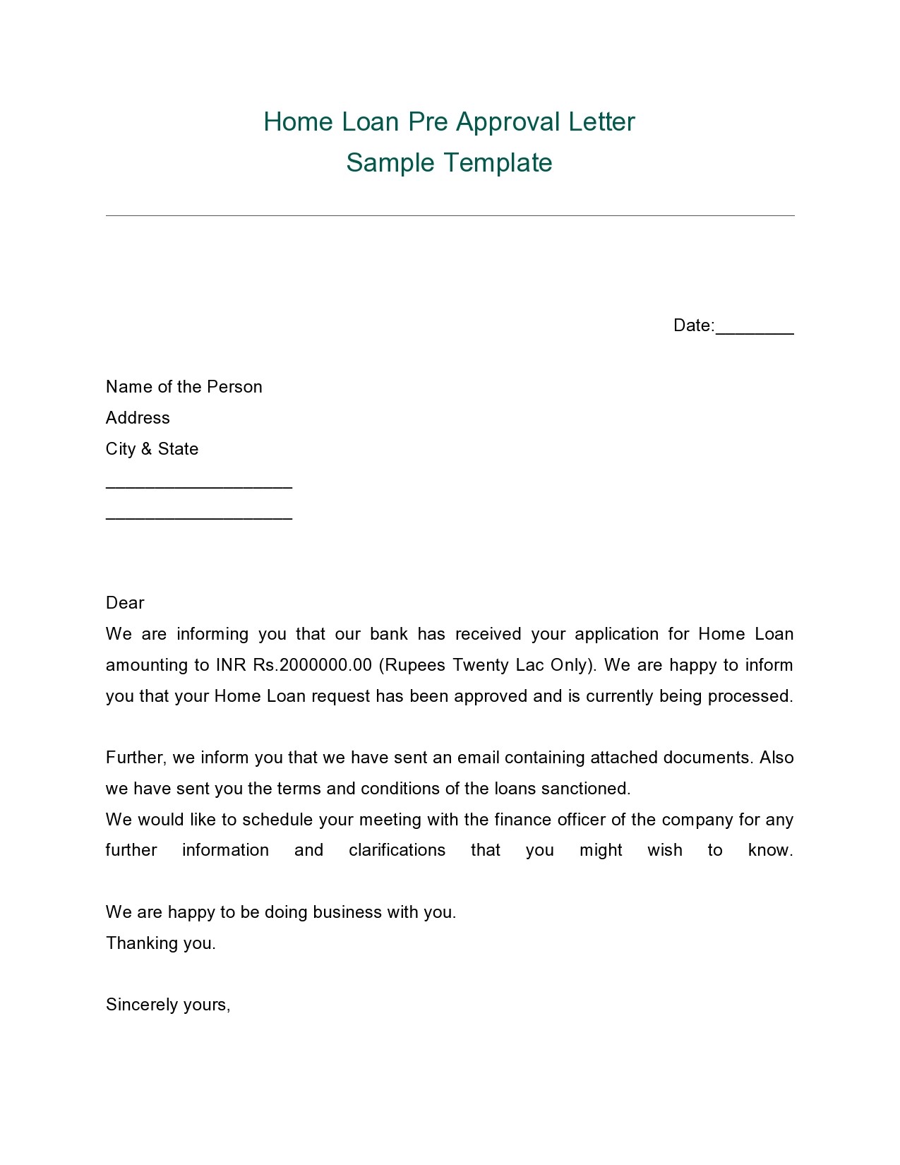 Pre Approval Letter Template