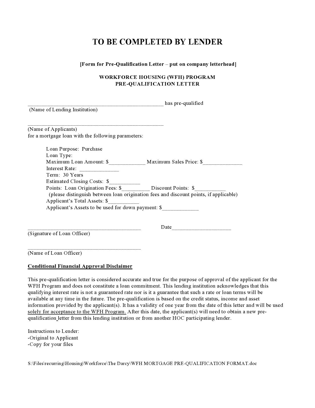 Free pre approval letter 12