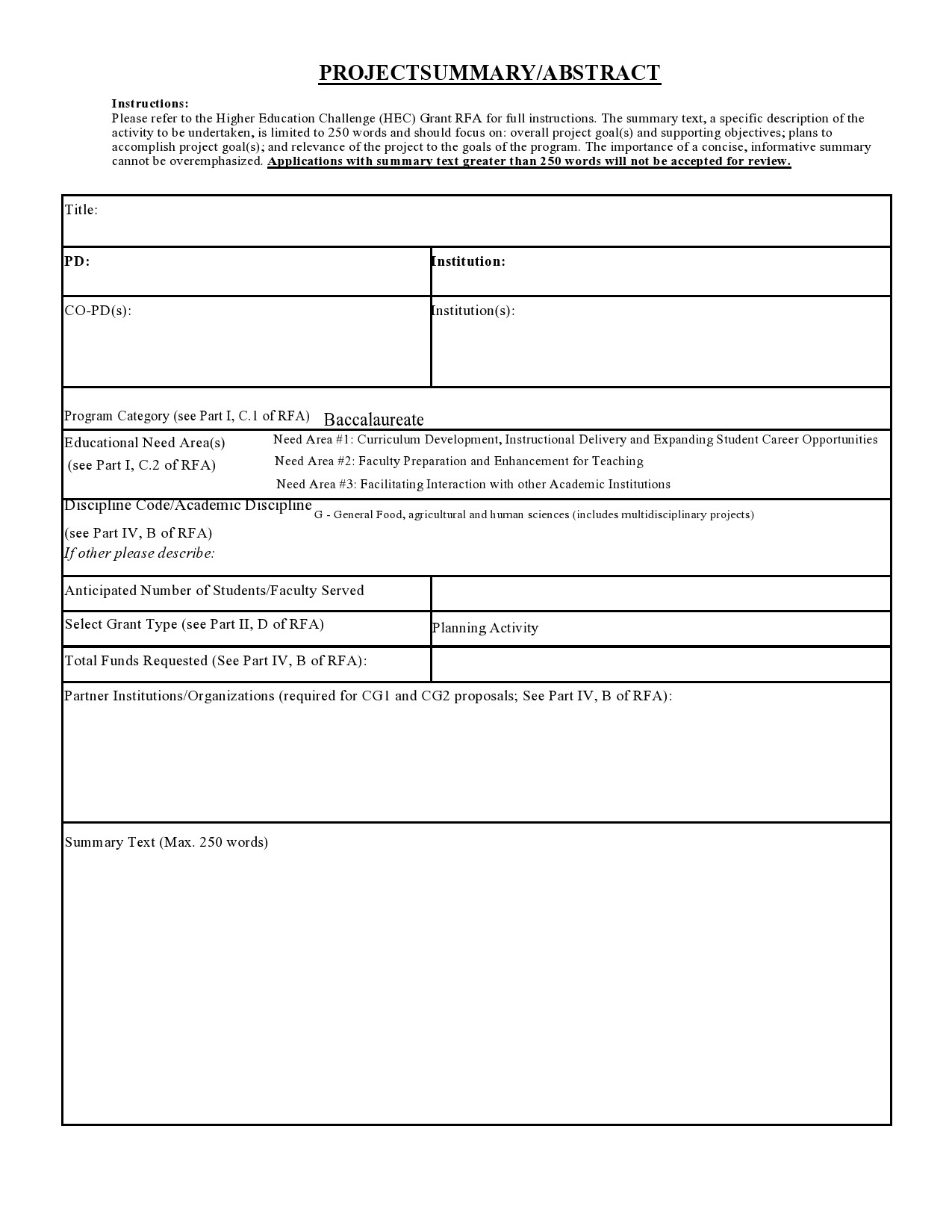 Free project summary template 13