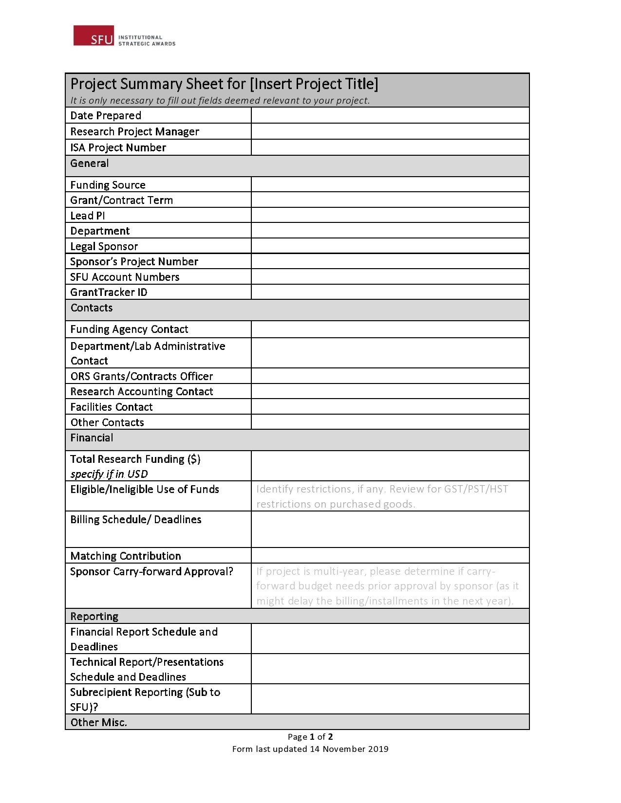 Free project summary template 24