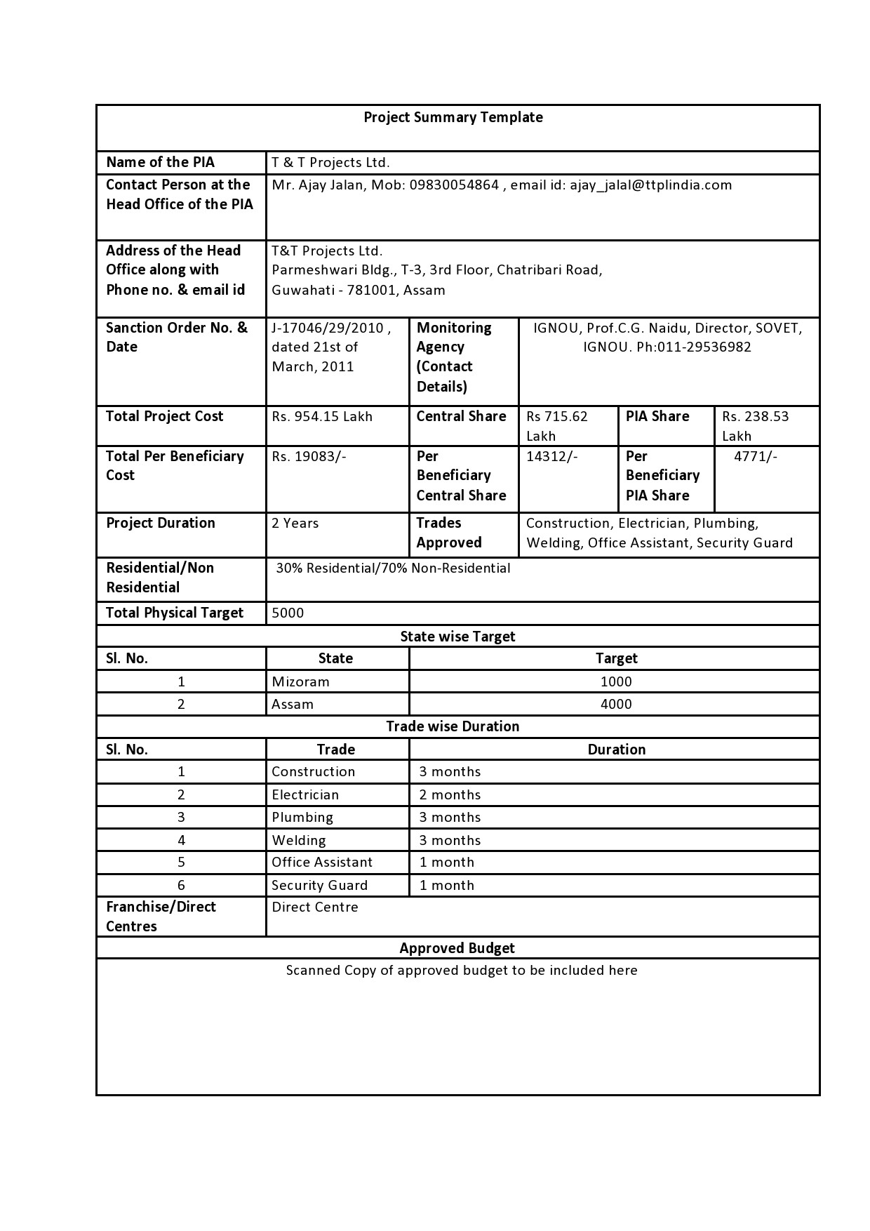 Free project summary template 27