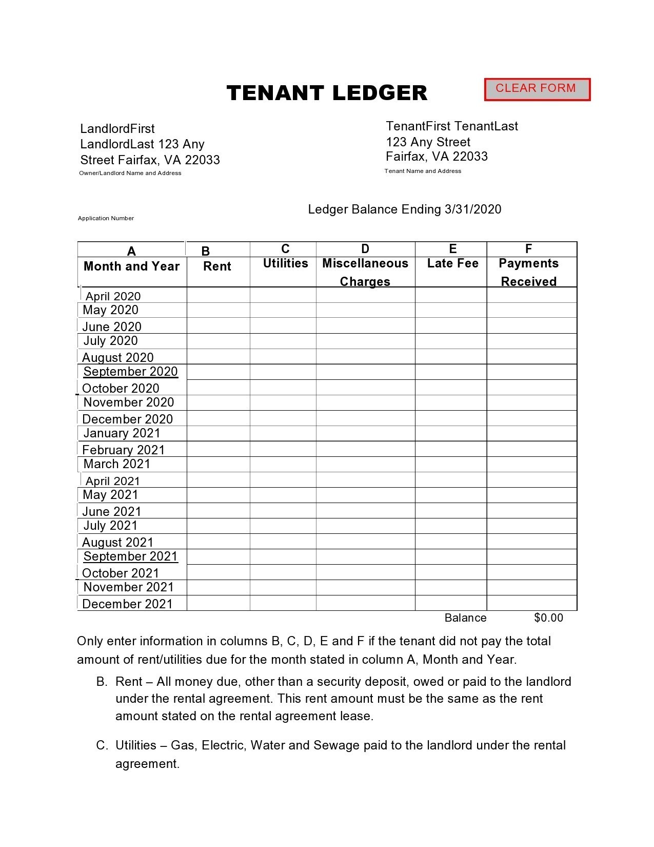 Free rental ledger template 16