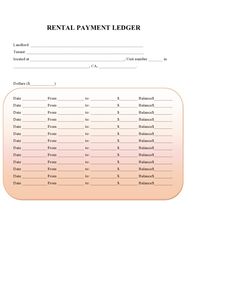 39 Printable Rental Ledger Templates (Lease Ledger)