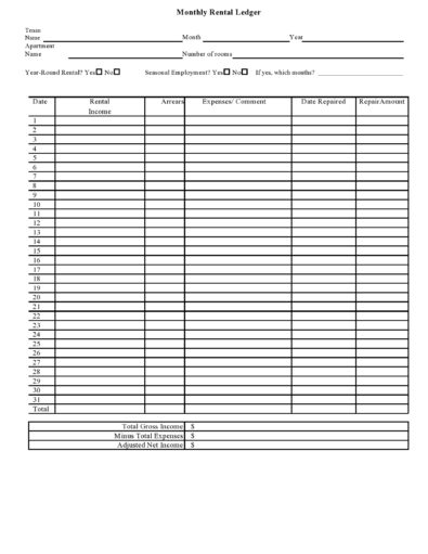 39 Printable Rental Ledger Templates (Lease Ledger) 39 Printable Rental Ledger Templates (Lease Ledger)