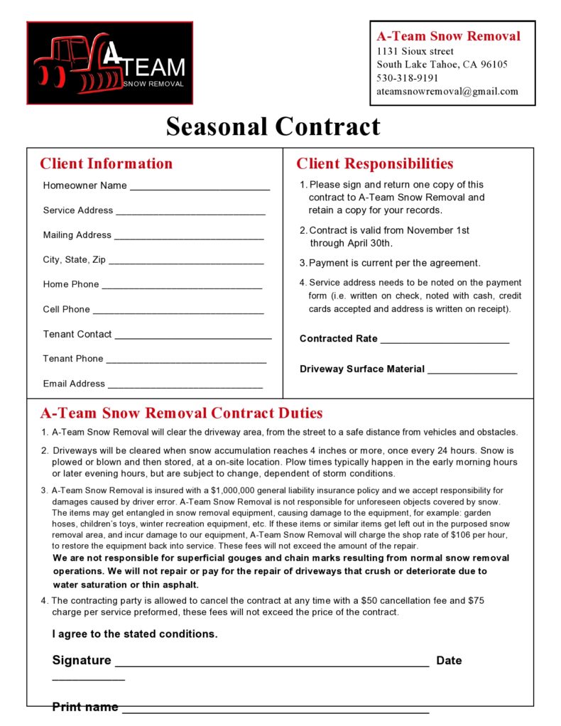 40 Professional Snow Removal Contracts (FREE) ᐅ TemplateLab