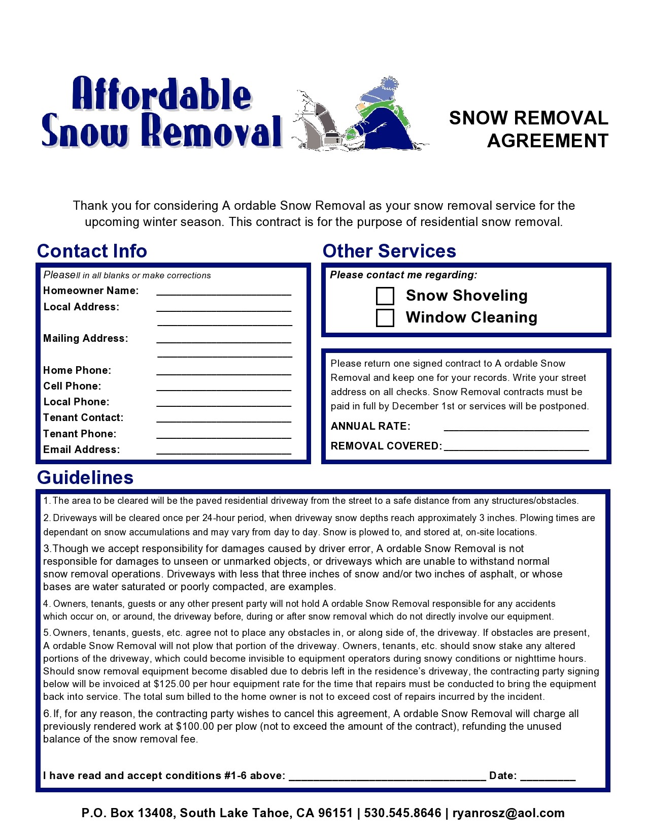 Free snow removal contract 35