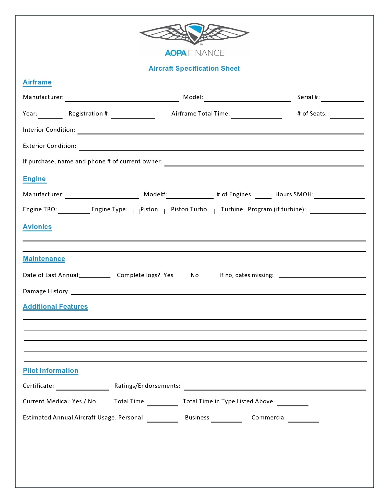 Free spec sheet template 02