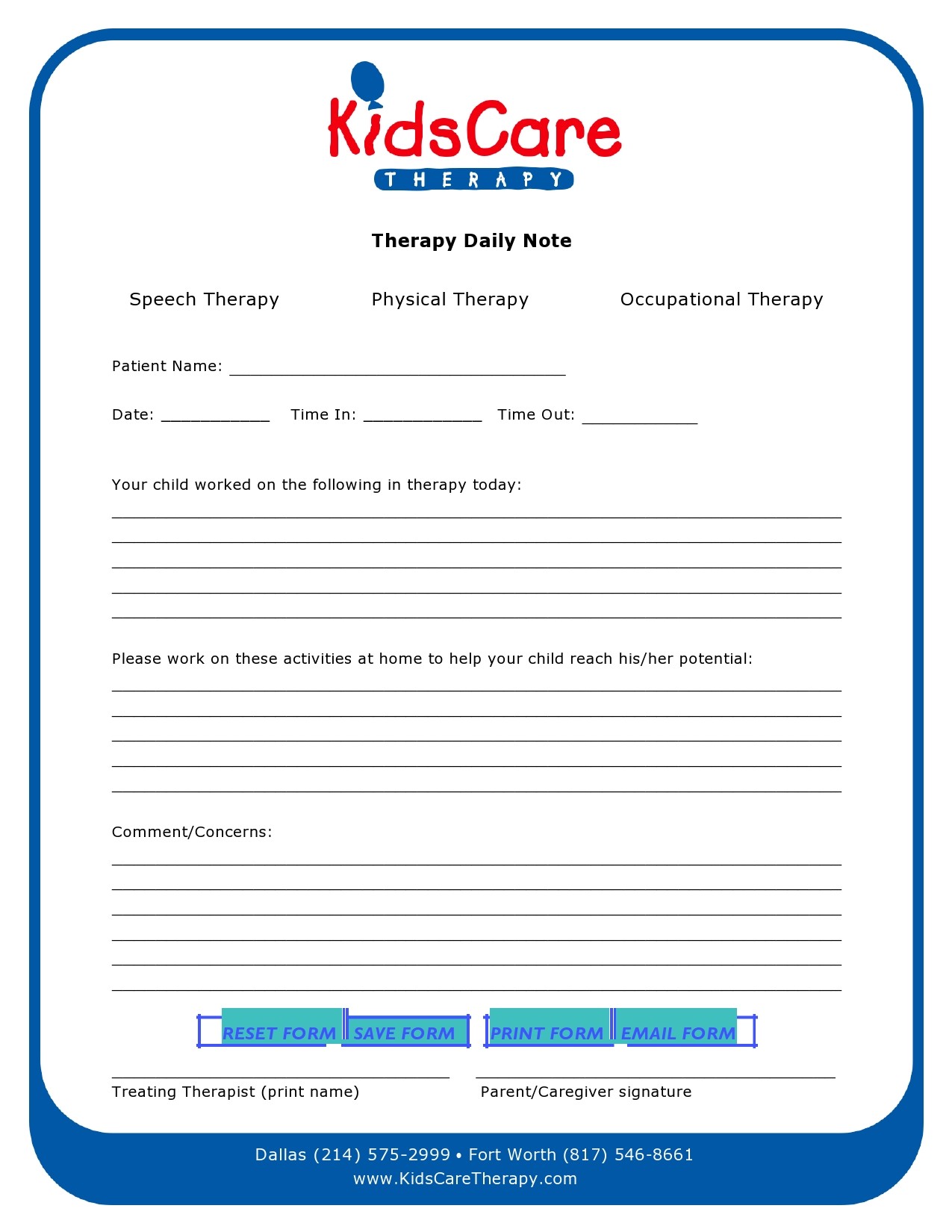 Free therapy notes template 08