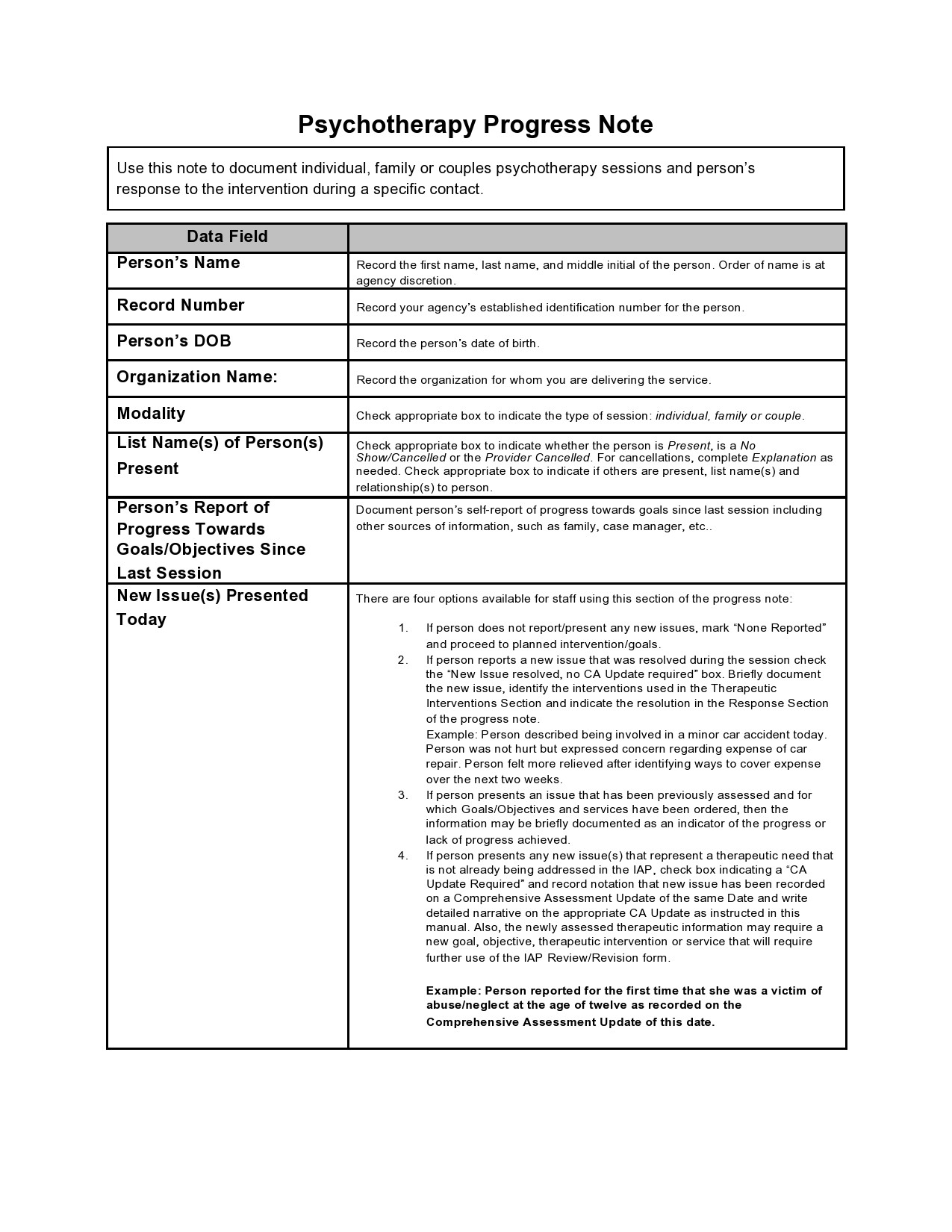 Free therapy notes template 09
