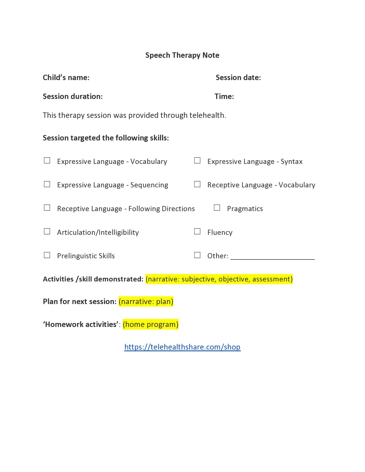Free therapy notes template 14
