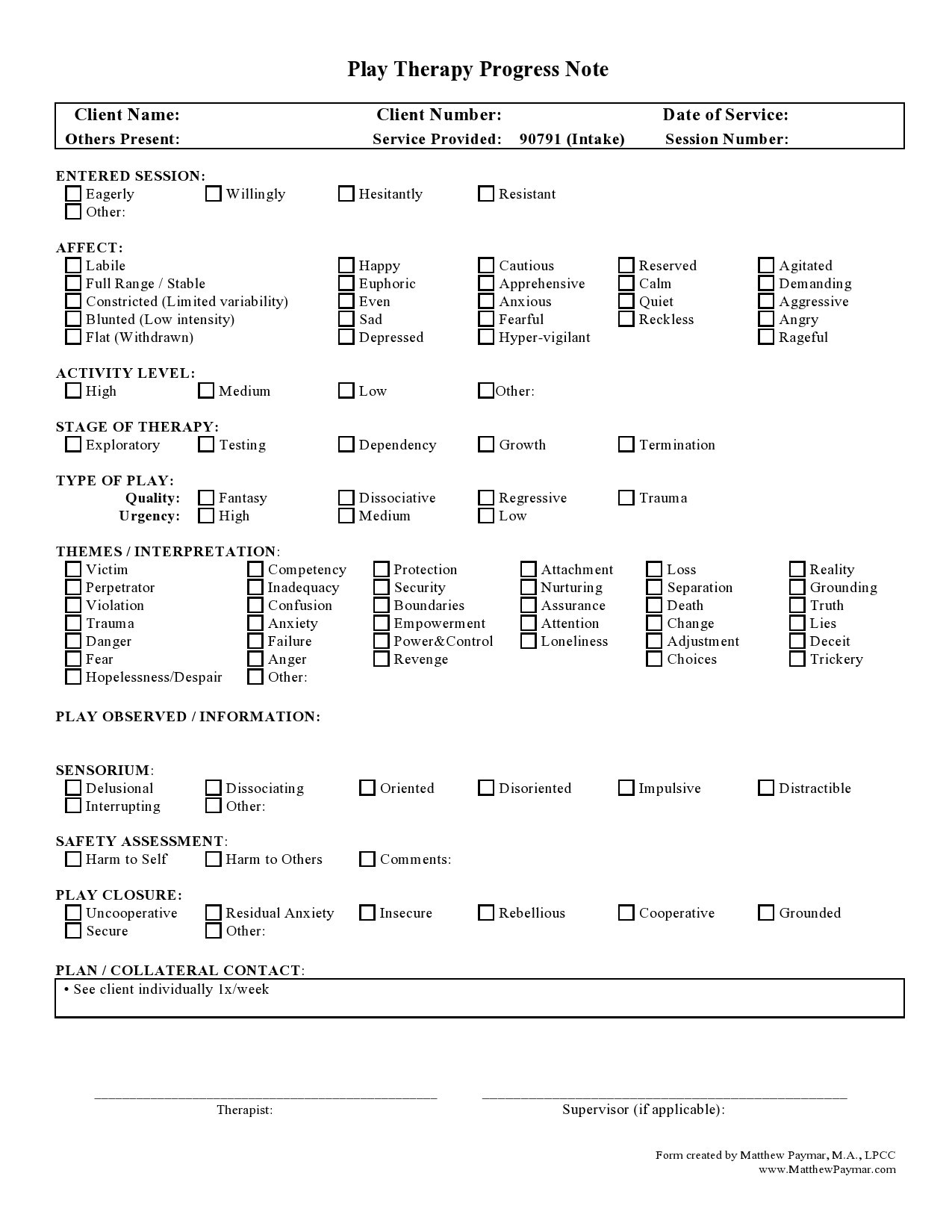 Free therapy notes template 16