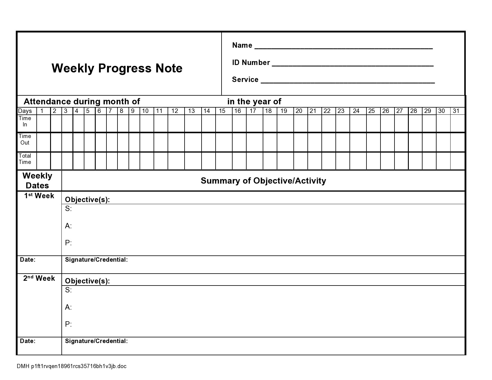 Free therapy notes template 38