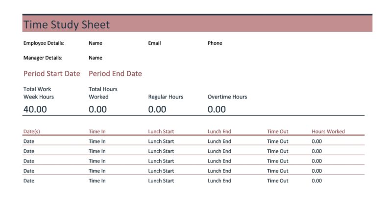 40 Useful Time Study Templates (Excel / Word) ᐅ TemplateLab