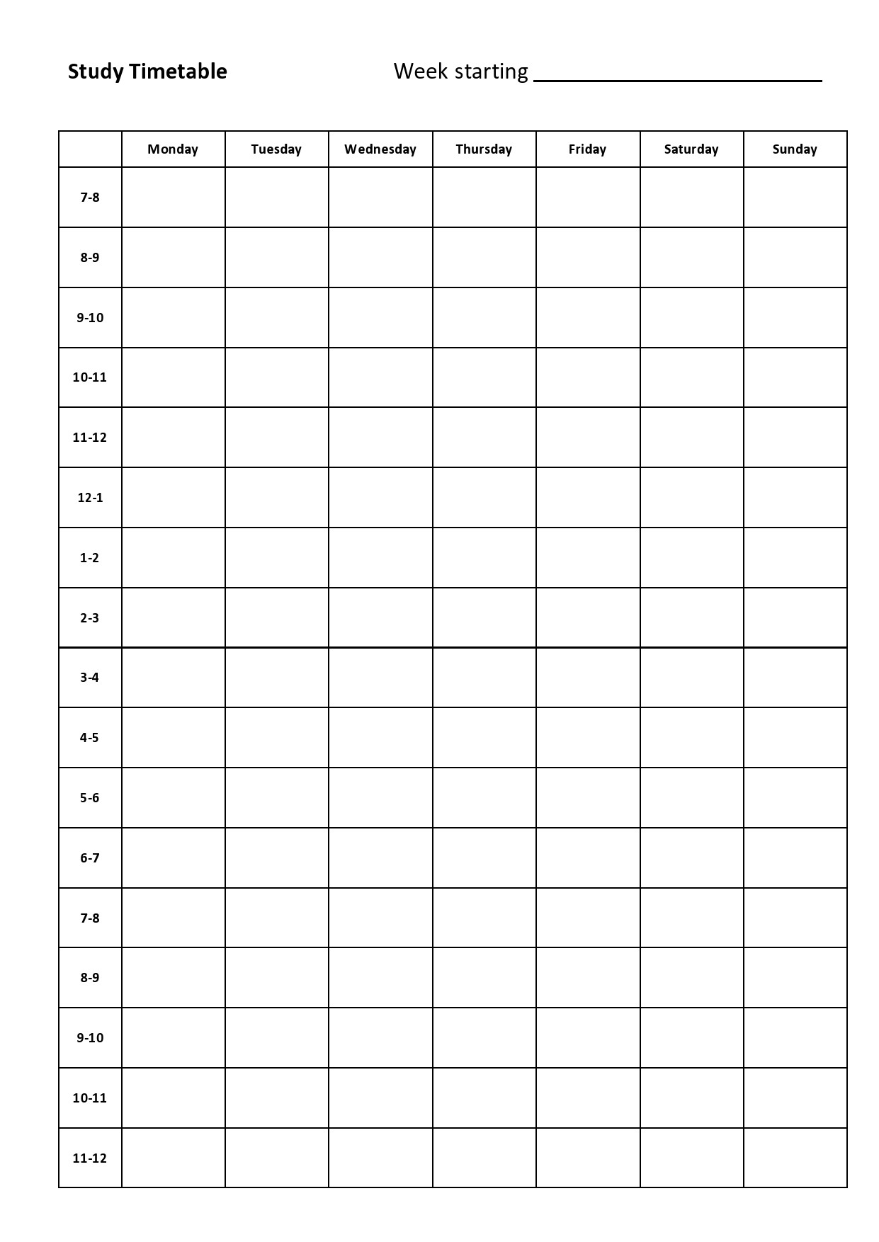 Free time study template 21