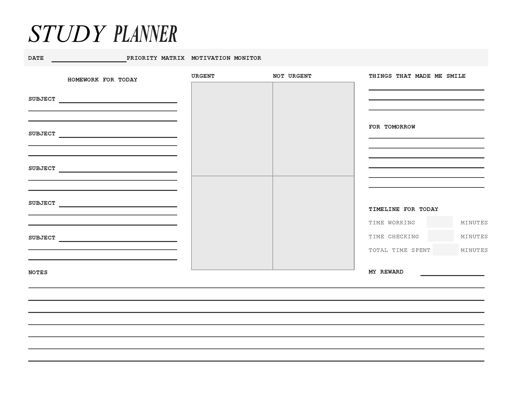 Free time study template 24