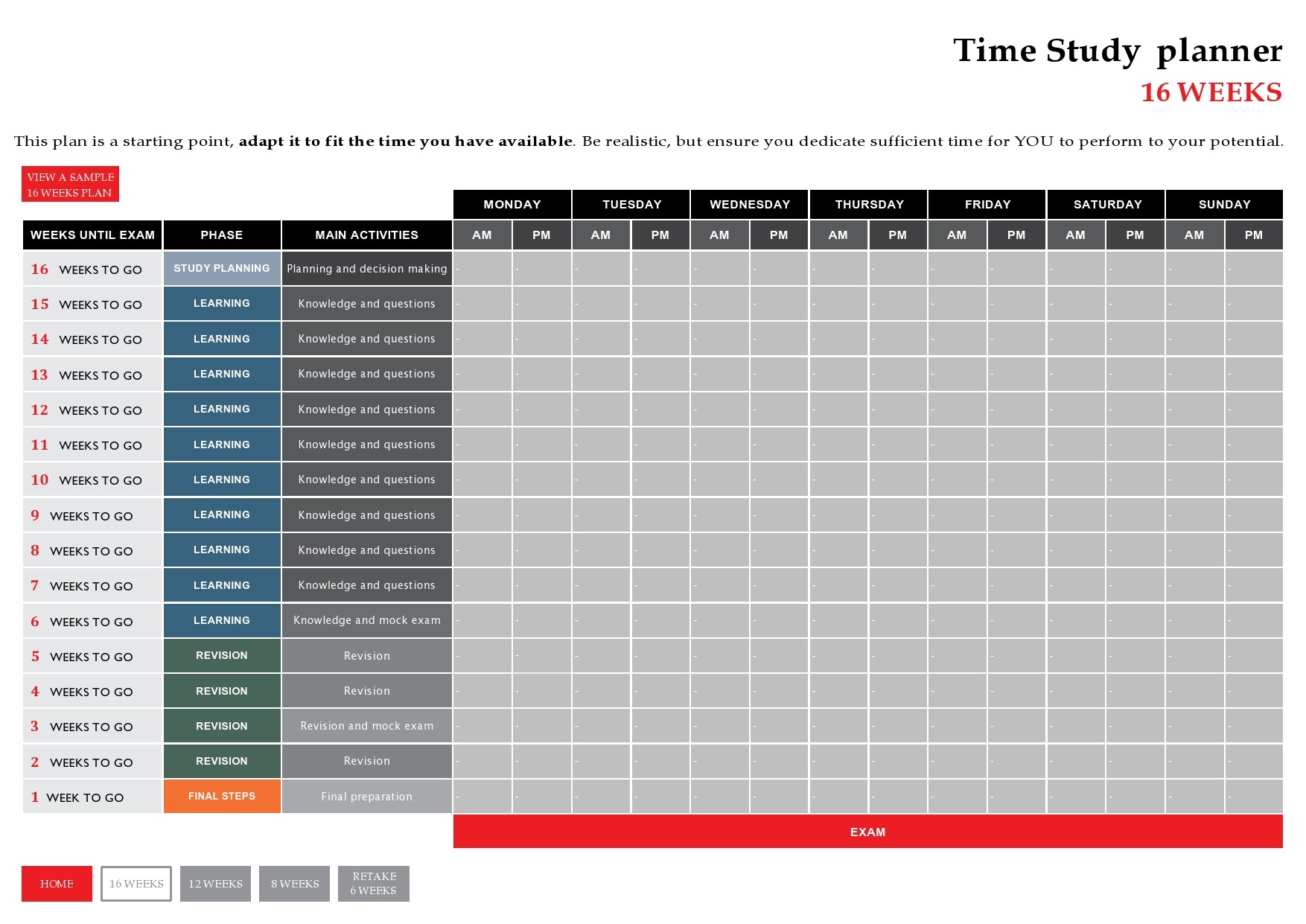 Free time study template 26