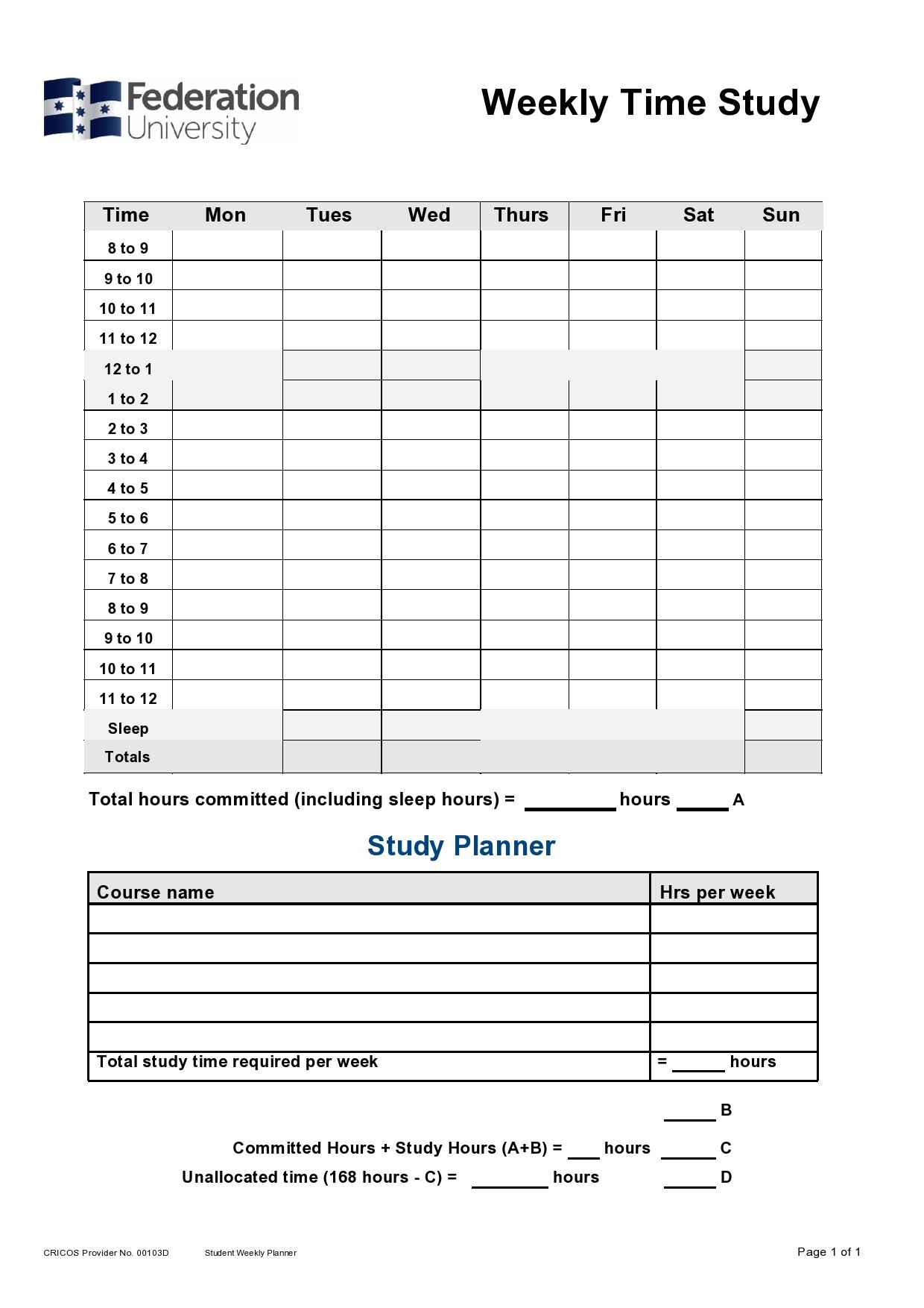 Free time study template 35