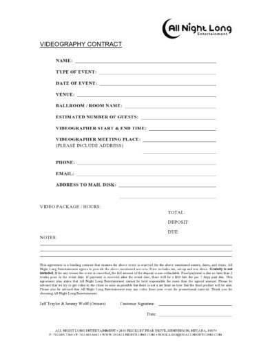 Videography Contracts