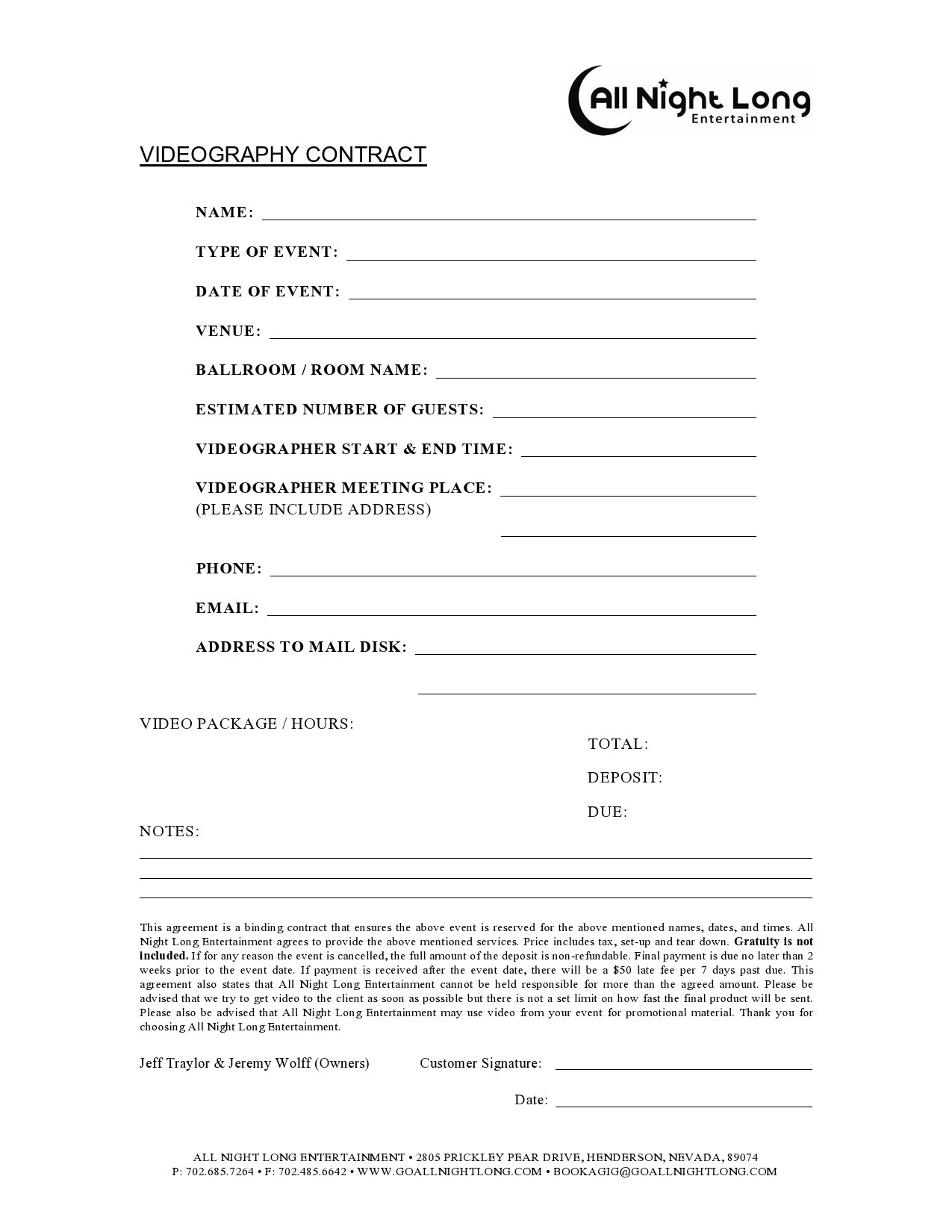 Free videography contract 08