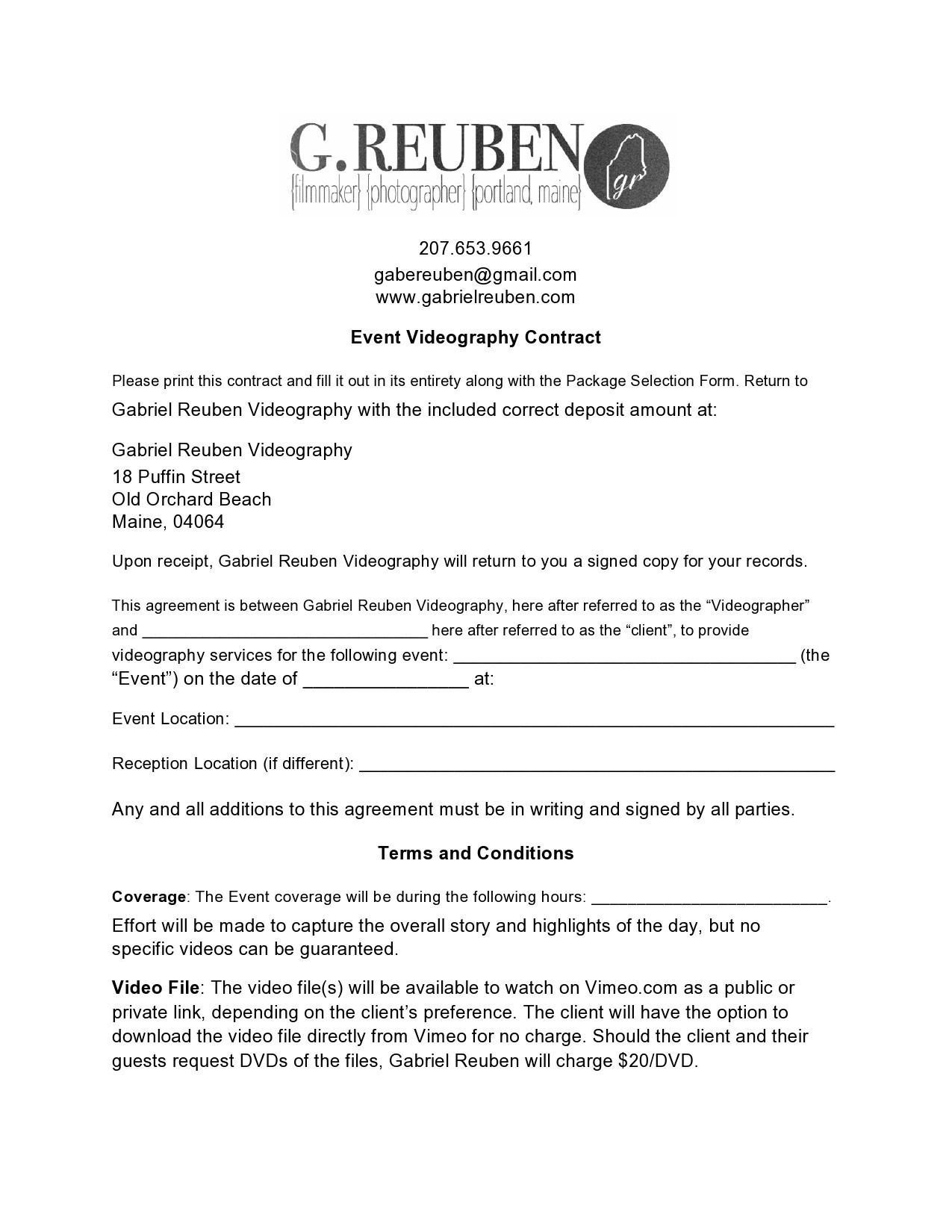 Free videography contract 14