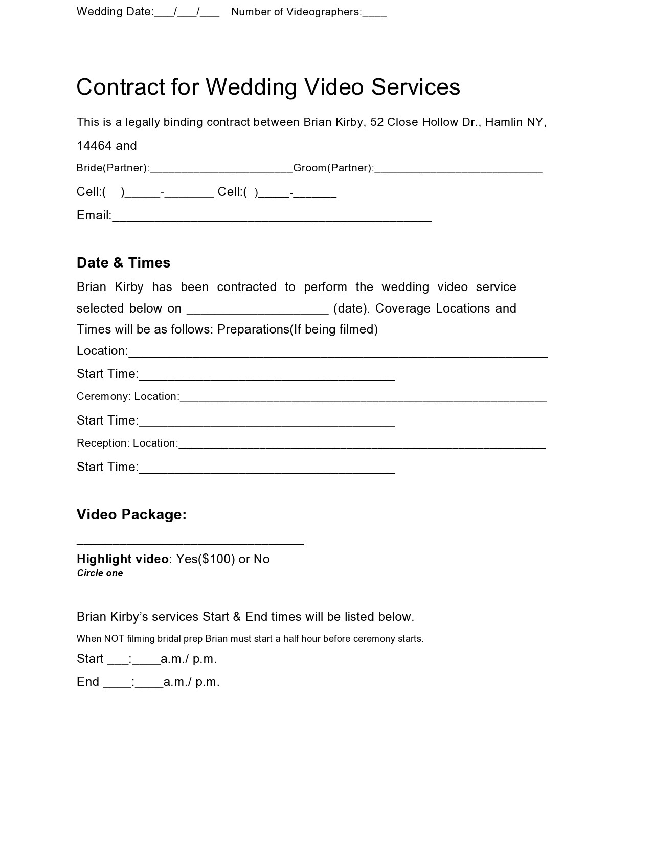 Free videography contract 19