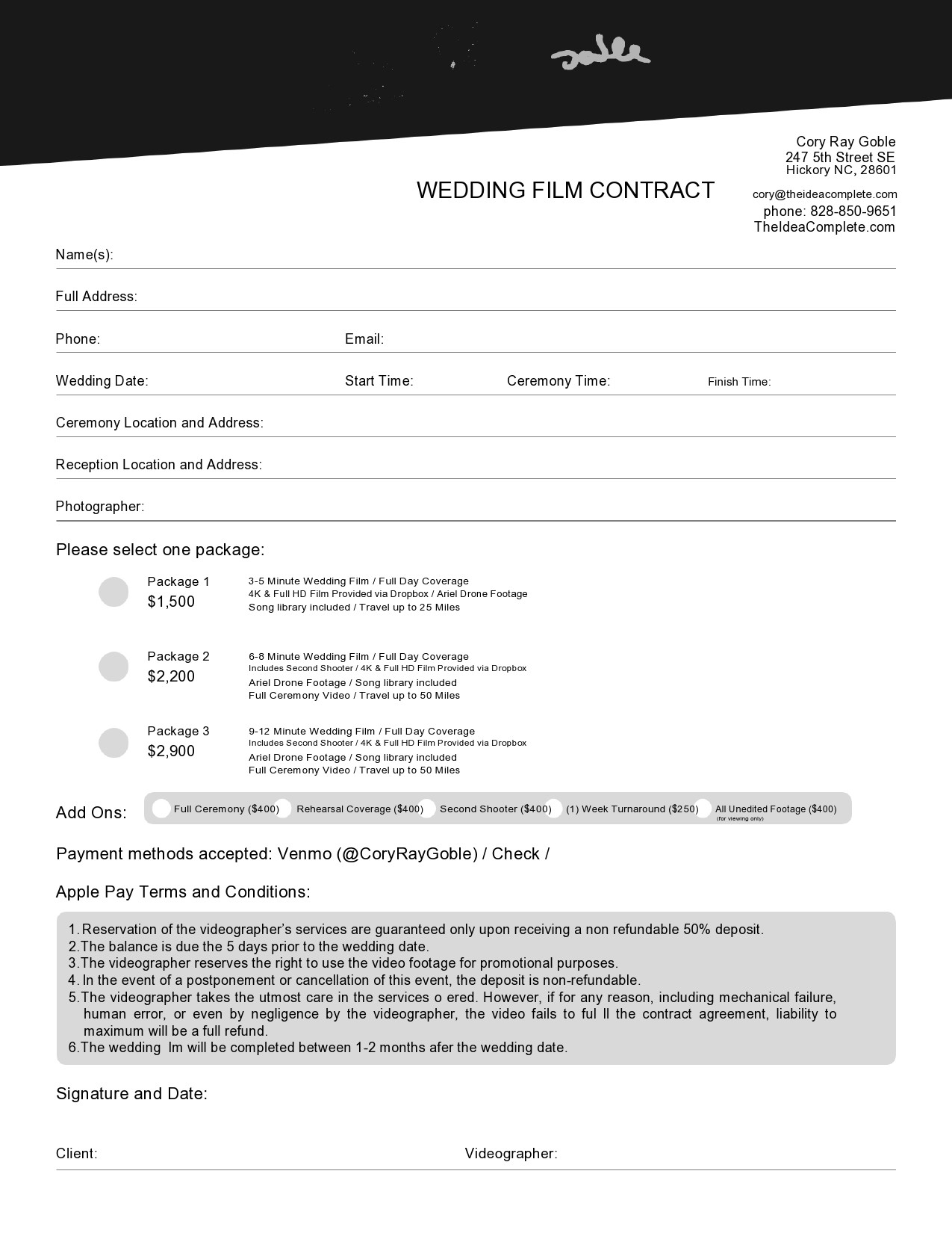 Free videography contract 31