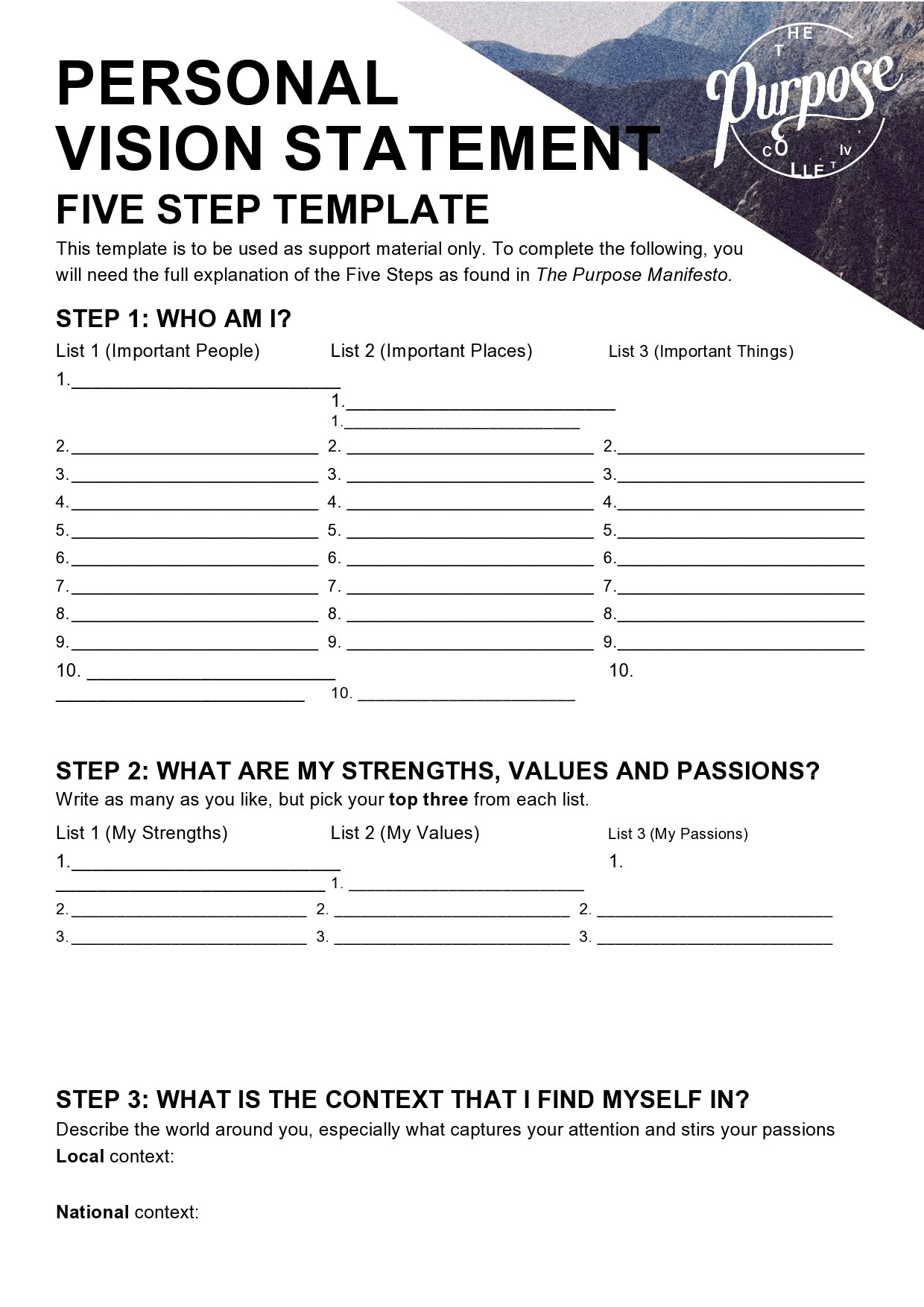 Free vision statement template 01