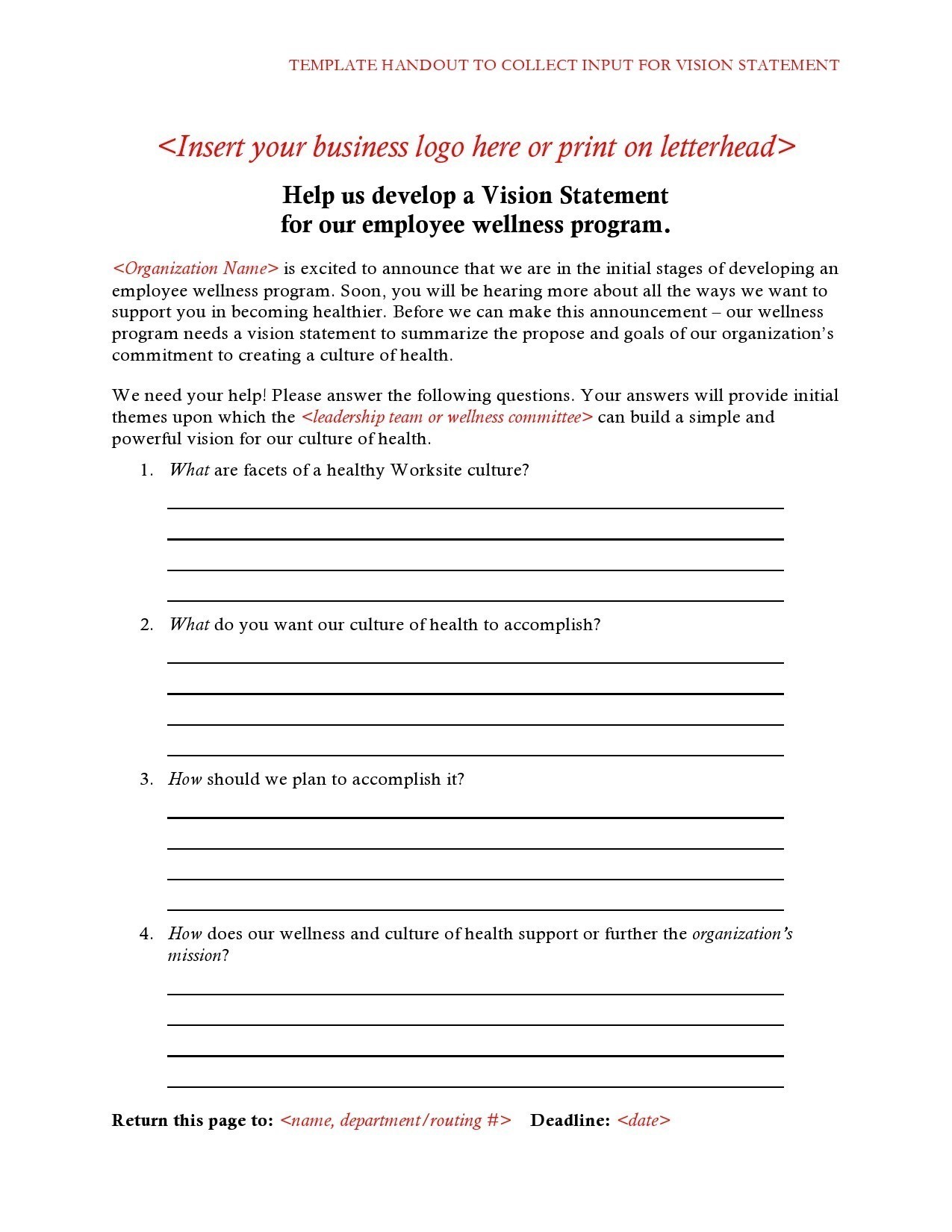 Free vision statement template 28