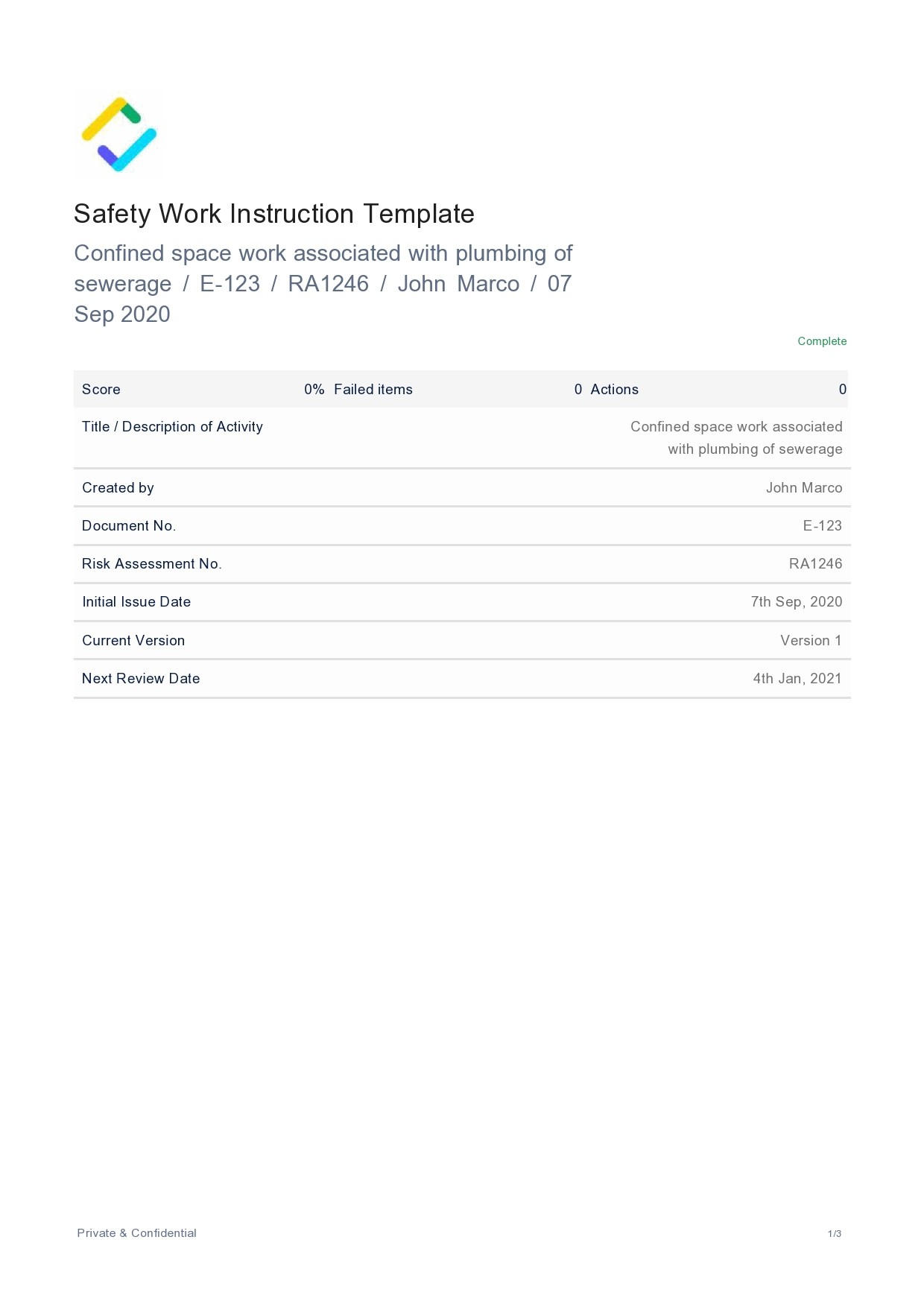 Free work instruction template 04