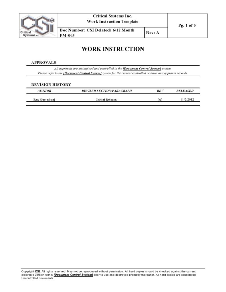 40 Useful Work Instruction Templates (Step by Step)