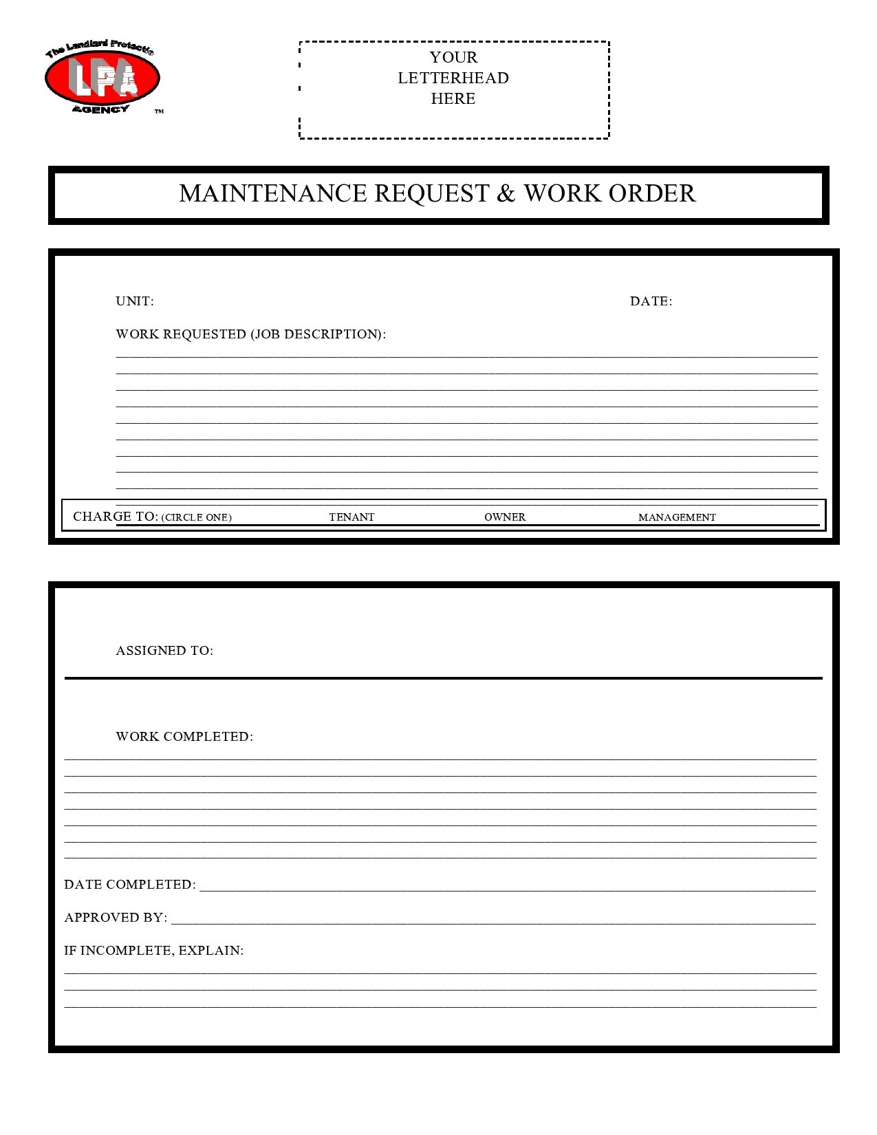Free work order template 02