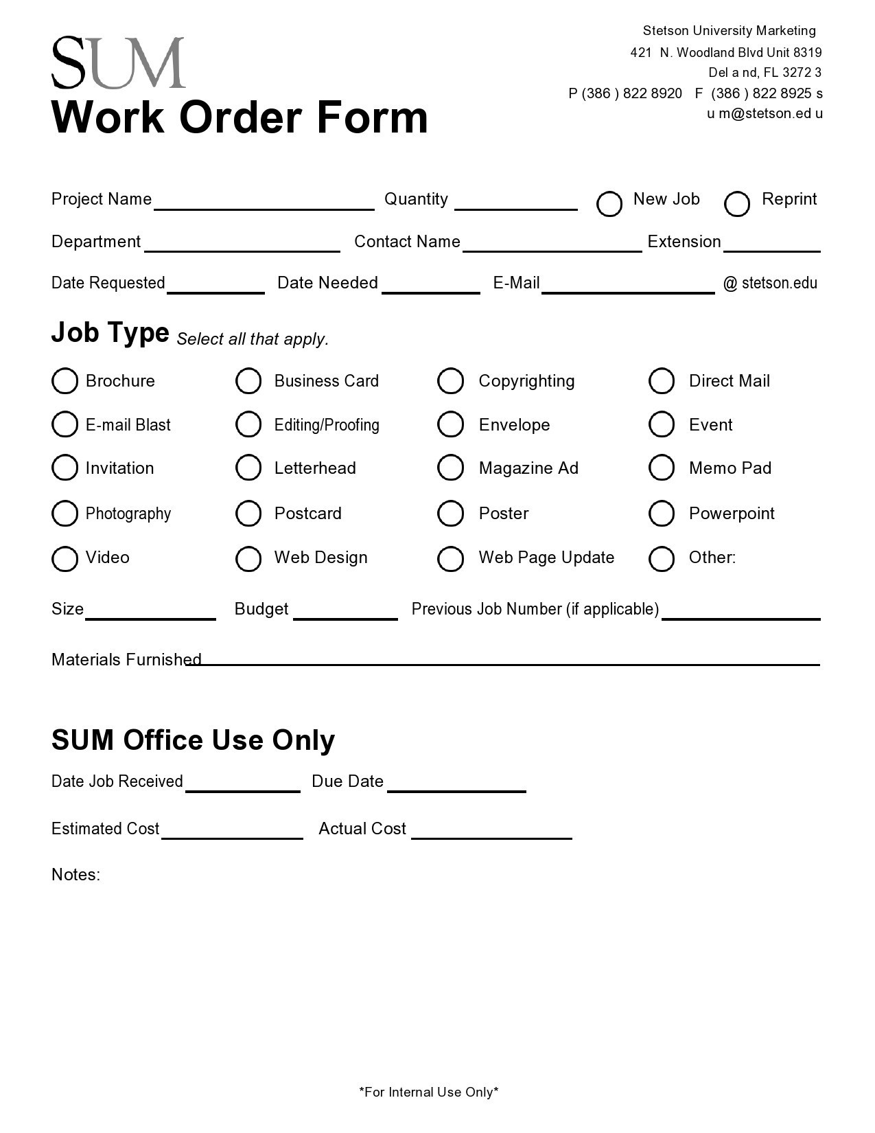 Free work order template 33