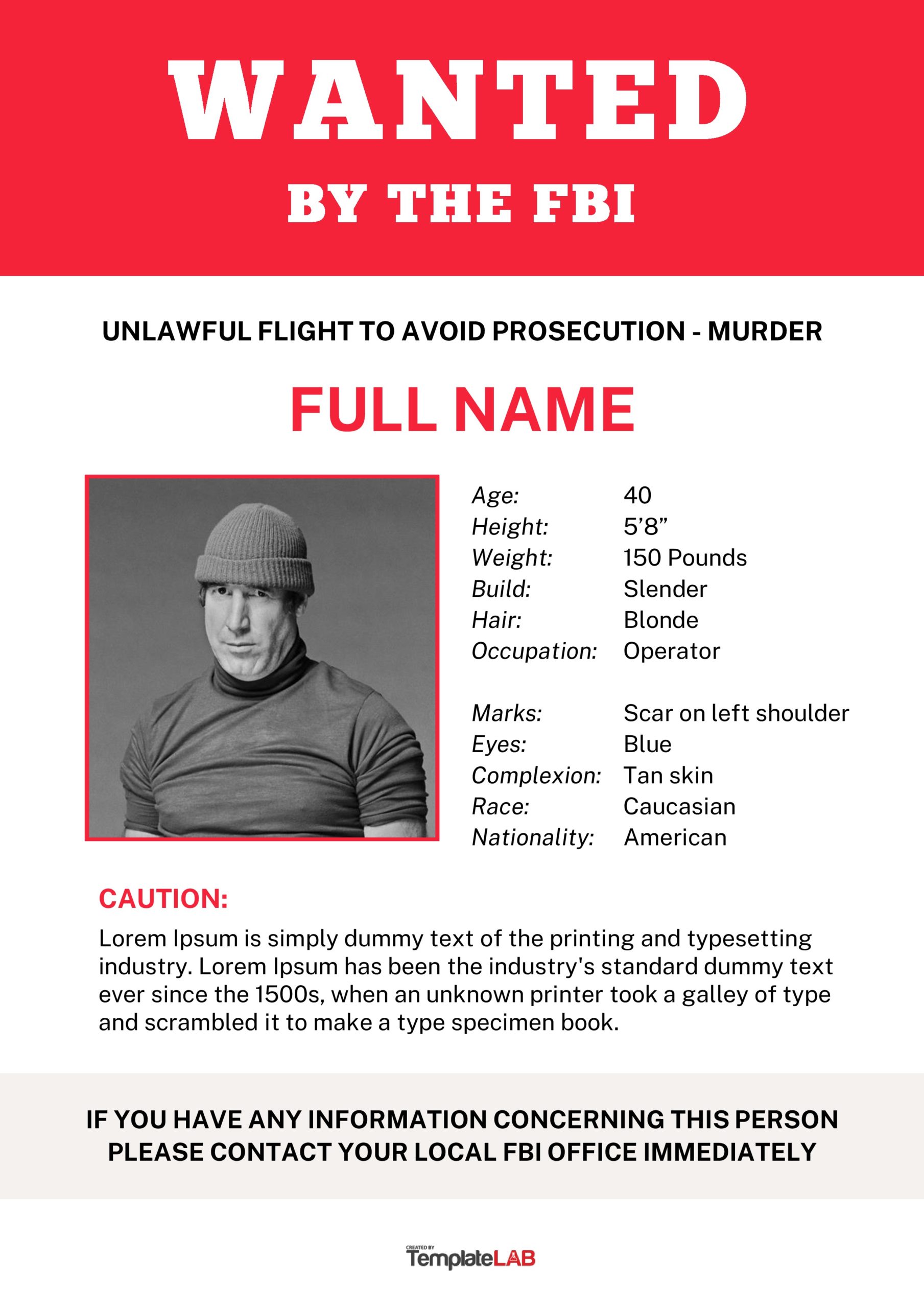 Plantilla gratuita de cartel de búsqueda del FBI 1