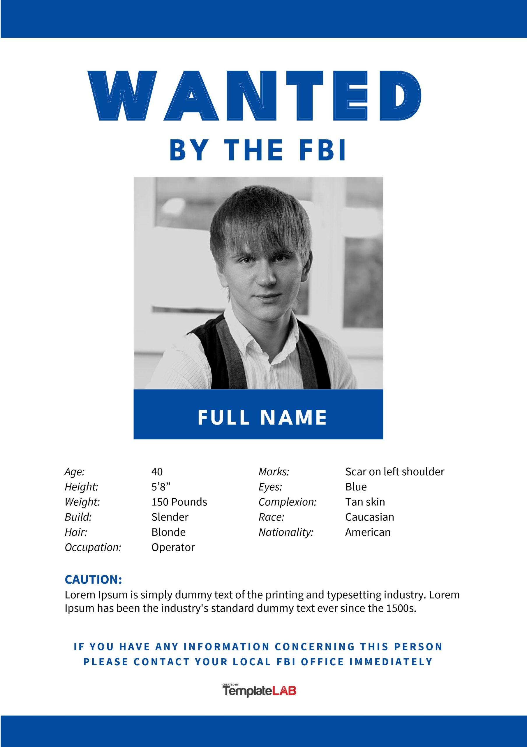Plantilla de cartel de búsqueda del FBI gratis 2